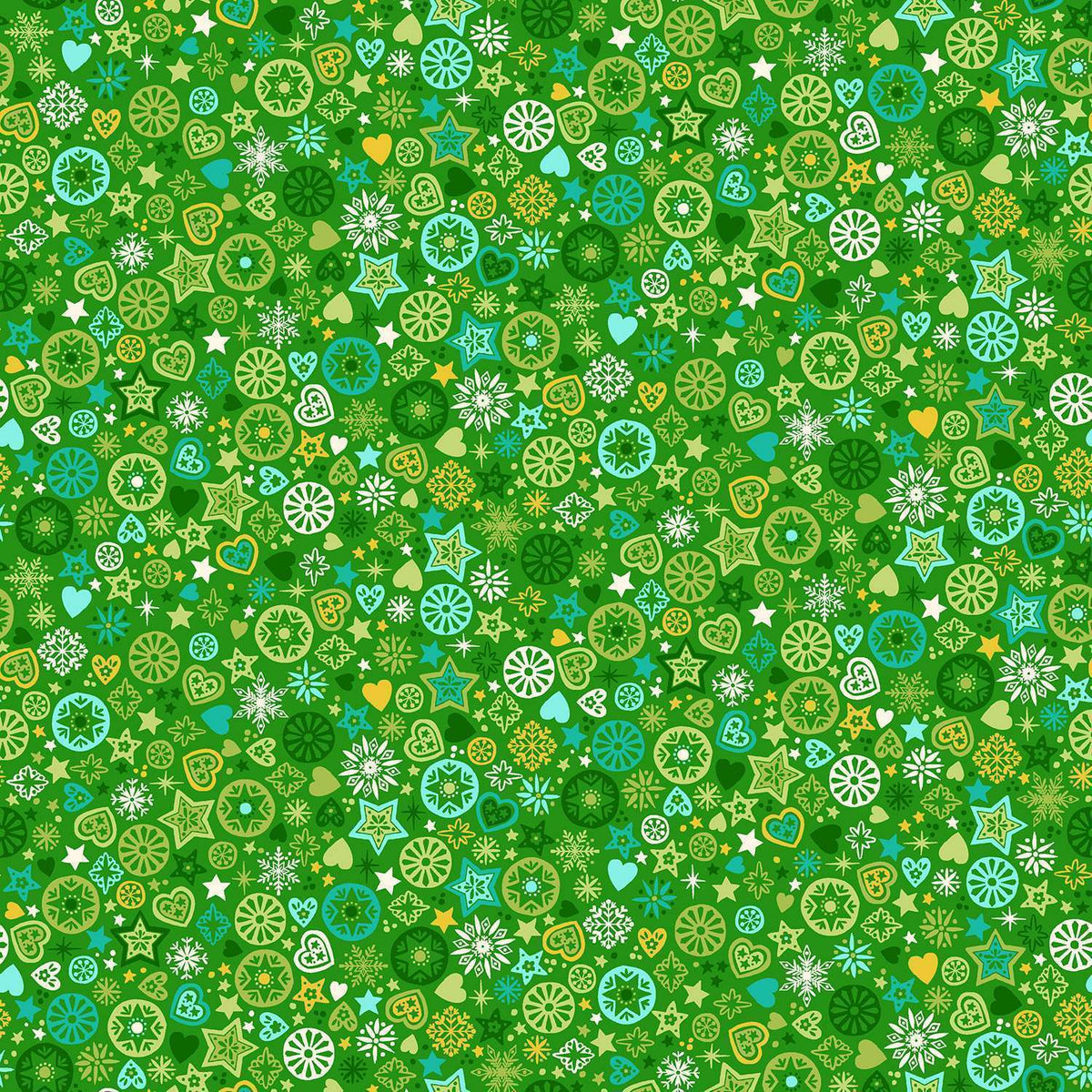 END OF BOLT 147CM Christmas Brights - Motifs - Green