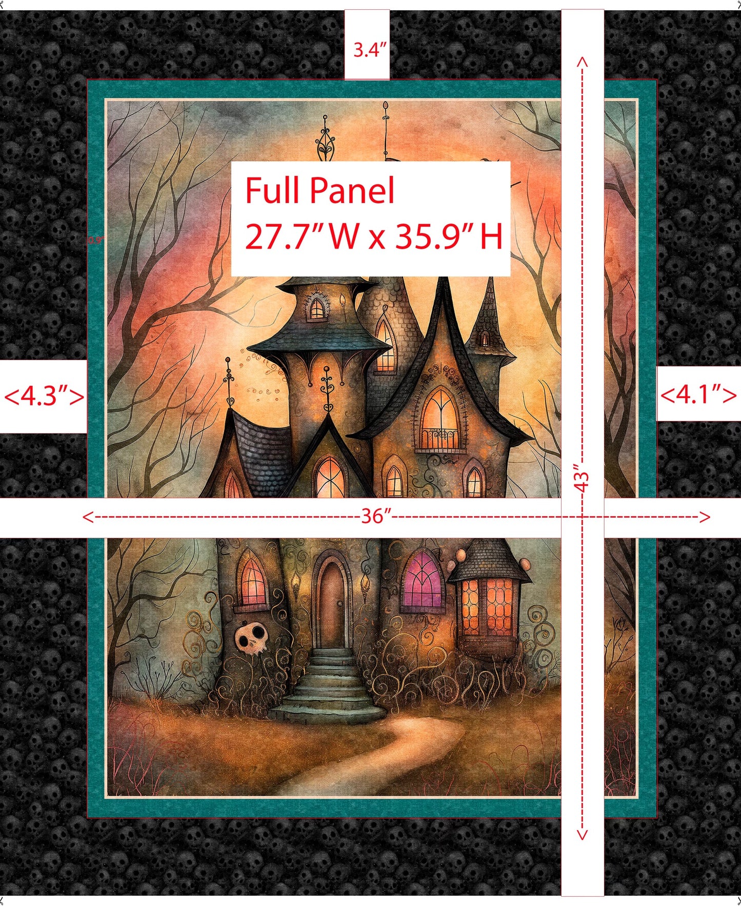 Witchypoo - Haunted House Cotton Panel