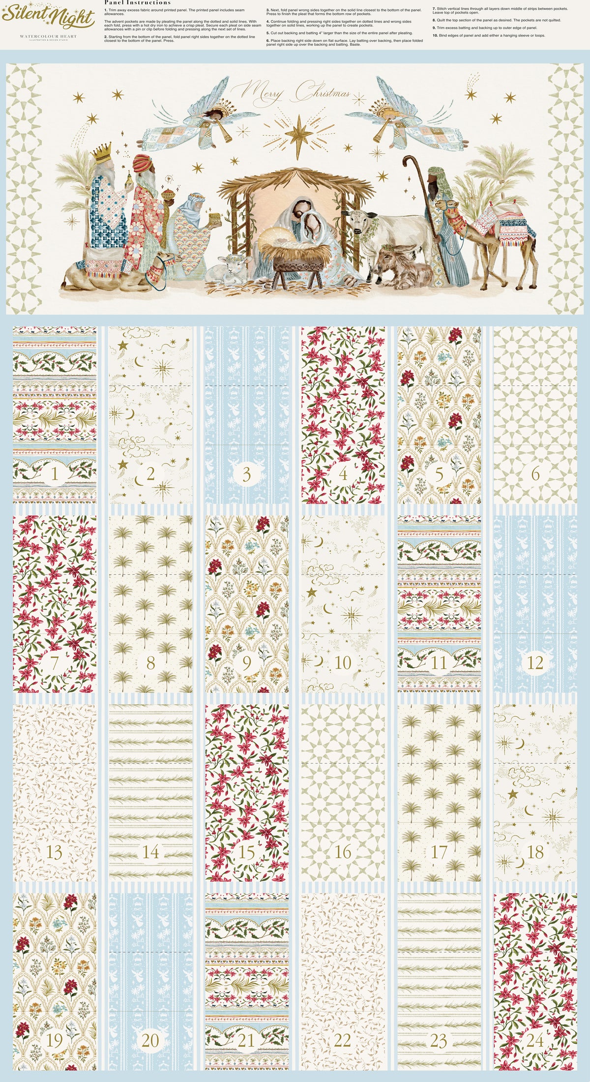 Silent Night Advent Calendar - Cotton Panel