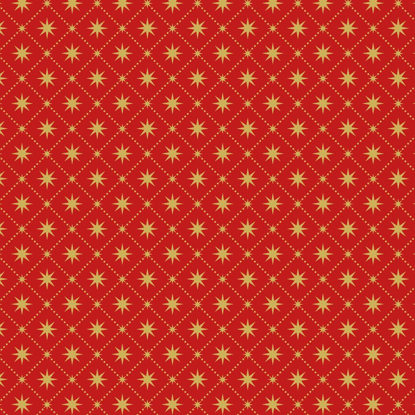 END OF BOLT - 96cm - Yuletide - Gold Metallic Stars on Red