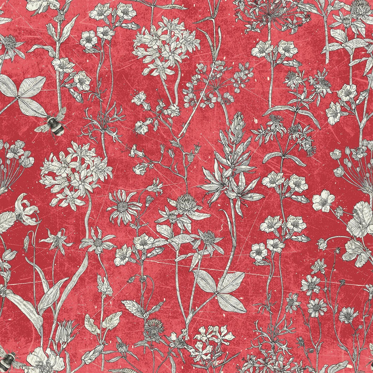 Flower Collage - Flower Sketch - Red