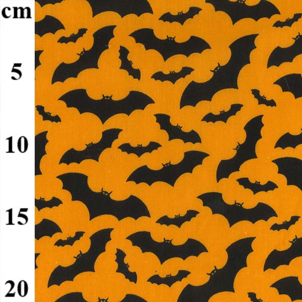 Polycotton - Bats on Orange