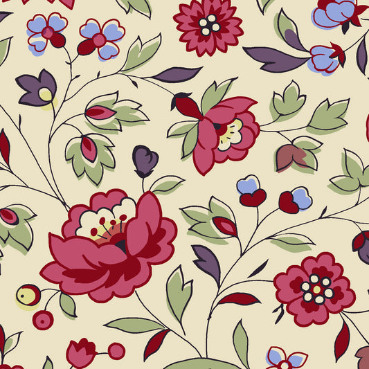French Vintage Floral - Cream Background