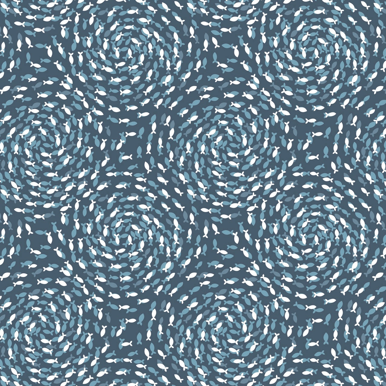 Ocean Pearls - Fish Swirls on Deep Seas