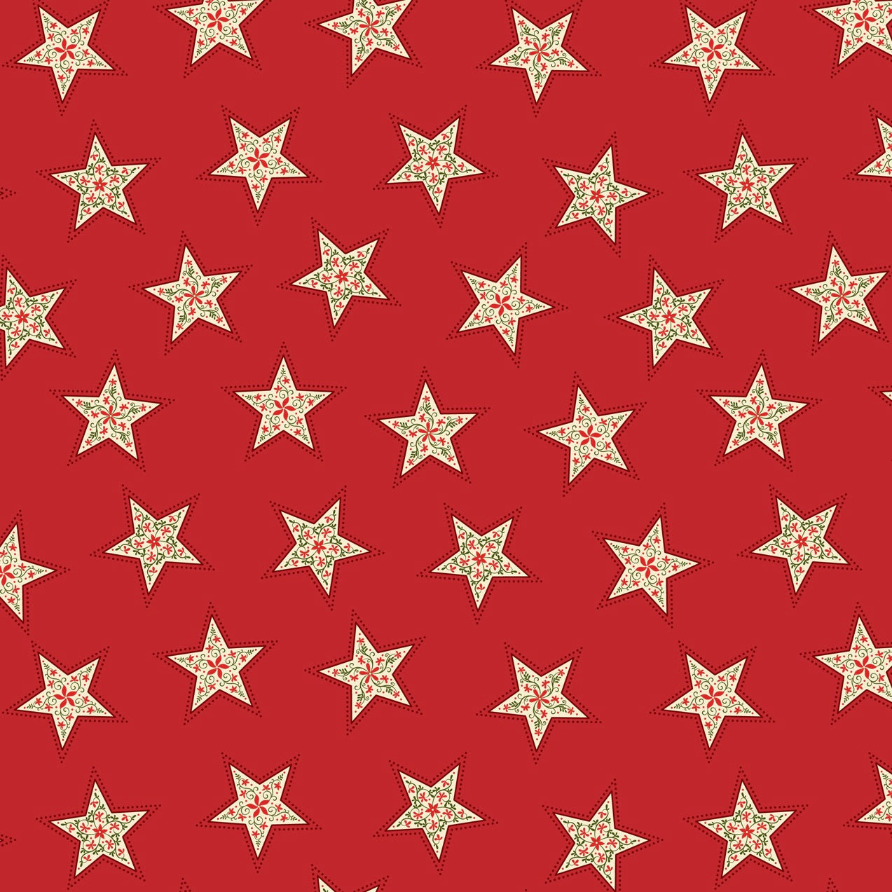 END OF BOLT 105cm - Peace and Joy - Stars on Red