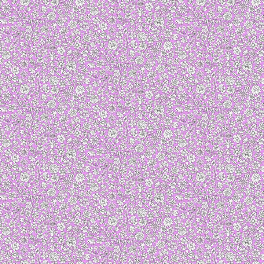 END OF BOLT 155cm - Country Cuttings - Floral Lilac