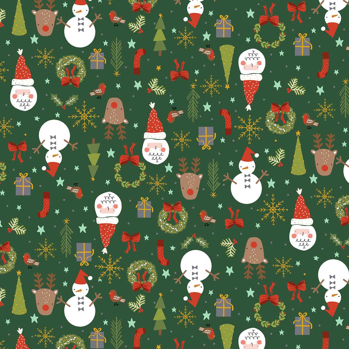 END OF BOLT - 266cm - Christmas Lane - Jolly Good Time - Green