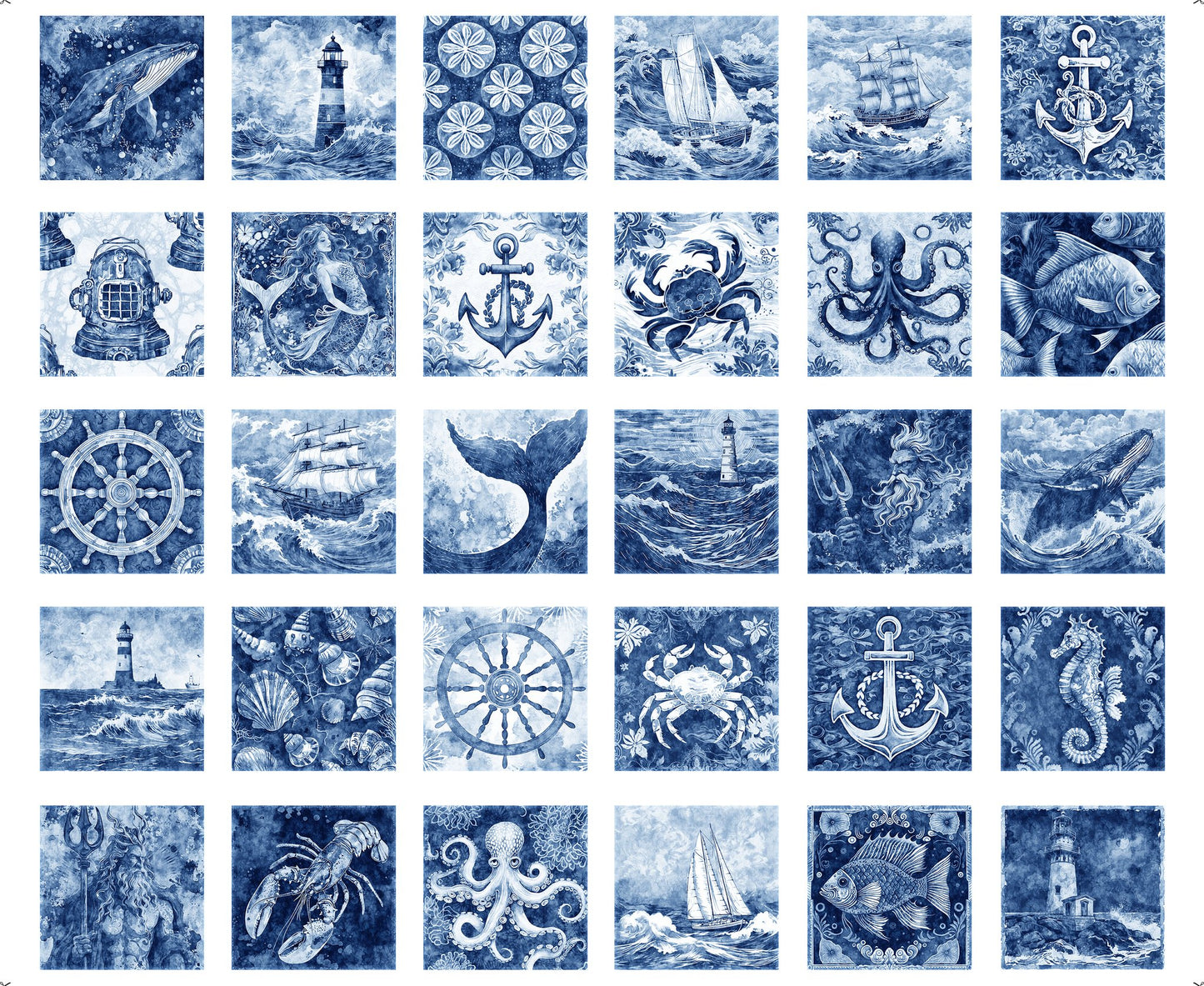 Ocean Blues - Nautical Patches Panel