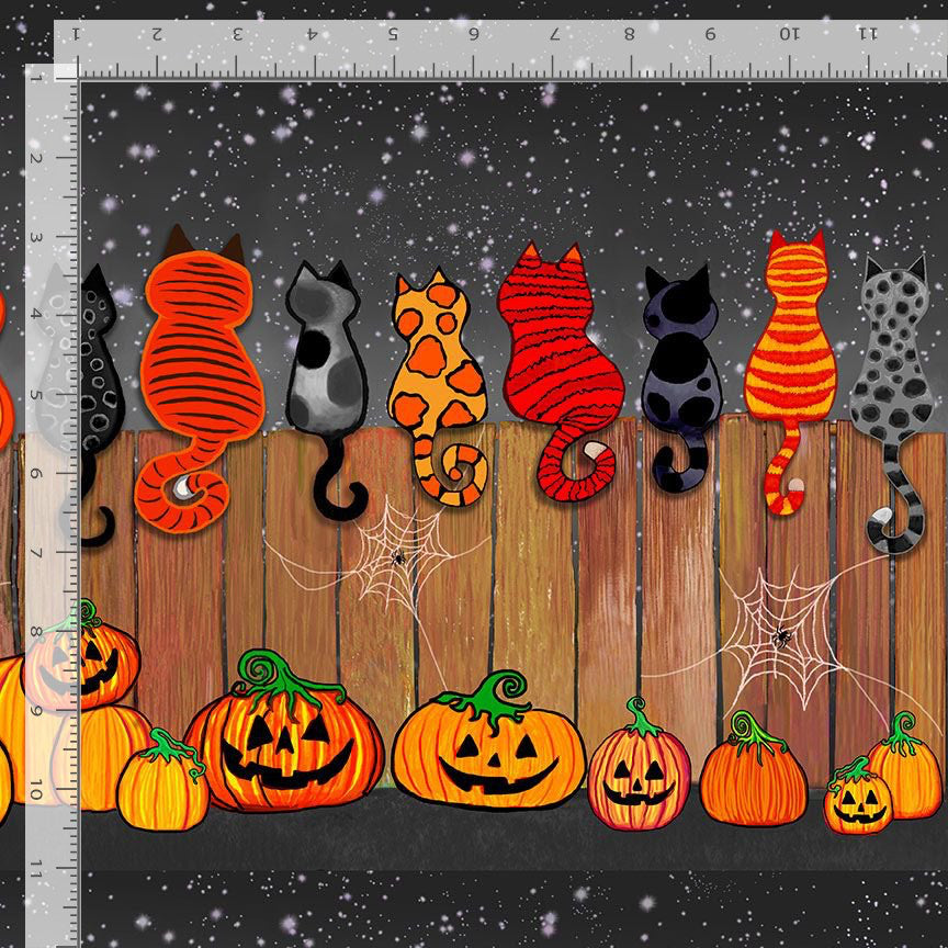 Spooky Cats On A Fence