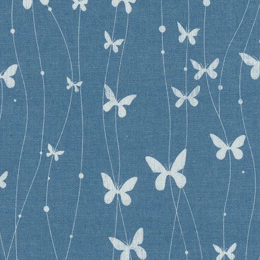 Cotton Denim Chambray - Butterflies