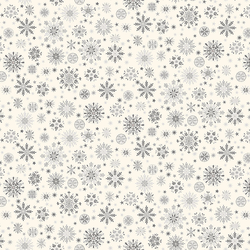 Scandi Christmas 2022 - Grey Snowflakes On Natural Background
