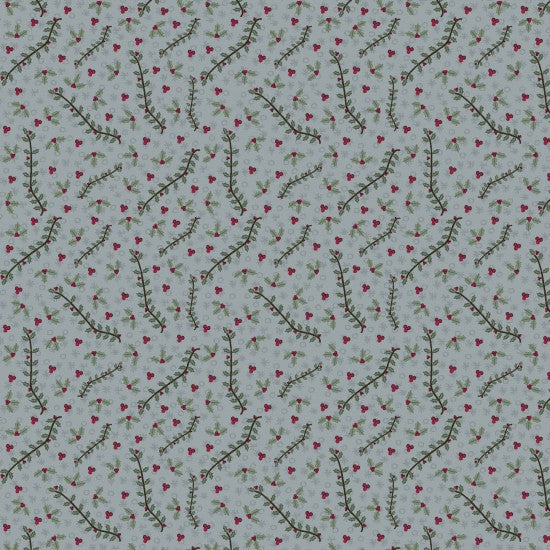 Christmas Foliage on Grey - 3 Wise Penguins