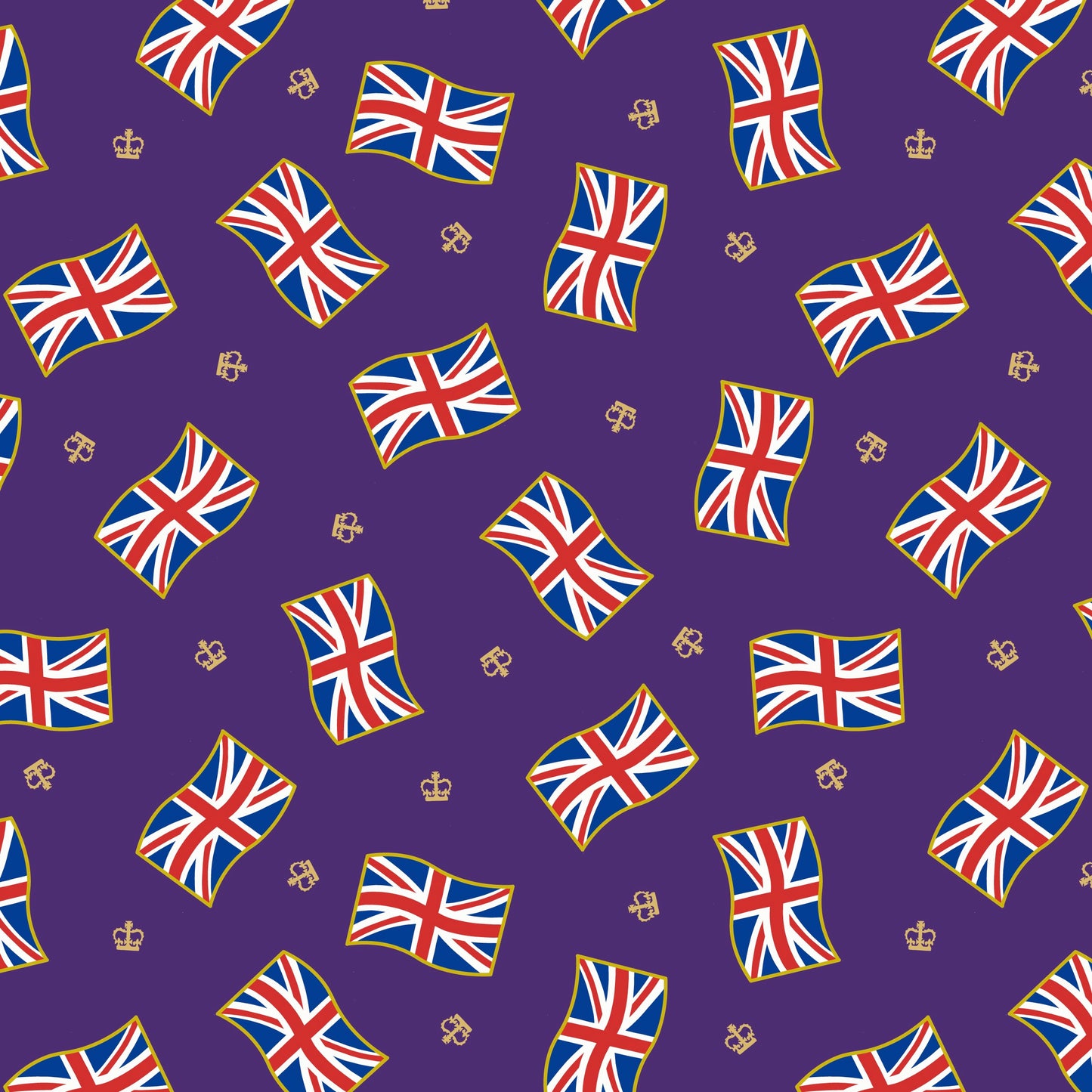 Coronation Day - Union Jack Flags on Purple