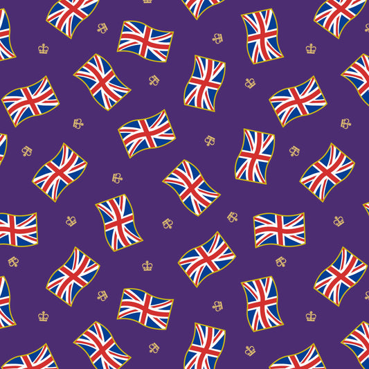 Coronation Day - Union Jack Flags on Purple