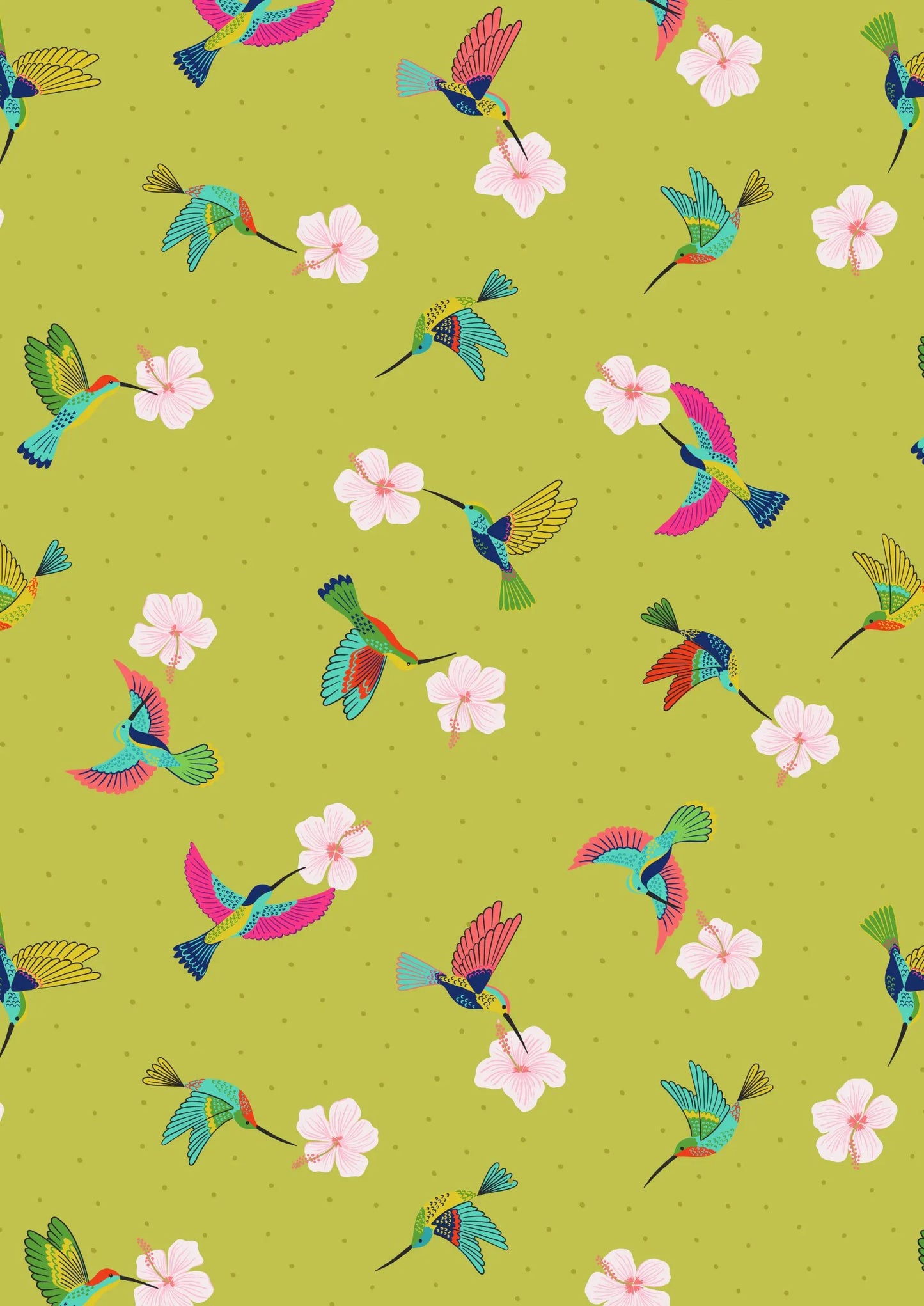 Hummingbird On Tropical Green