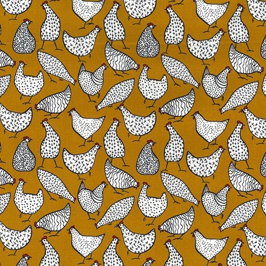 REMNANT 143cm - Speckled hens - Ochre