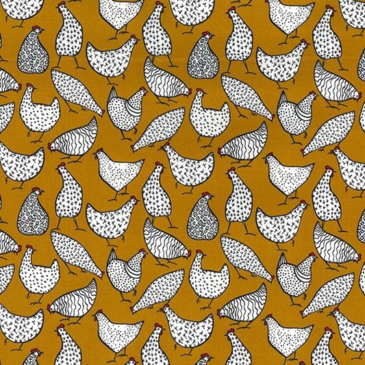 REMNANT 143cm - Speckled hens - Ochre