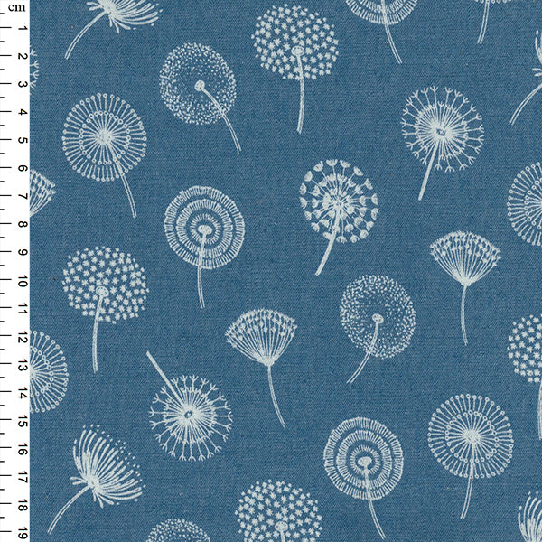 REMNANT 98cm - Cotton Denim Chambray - Seed Heads