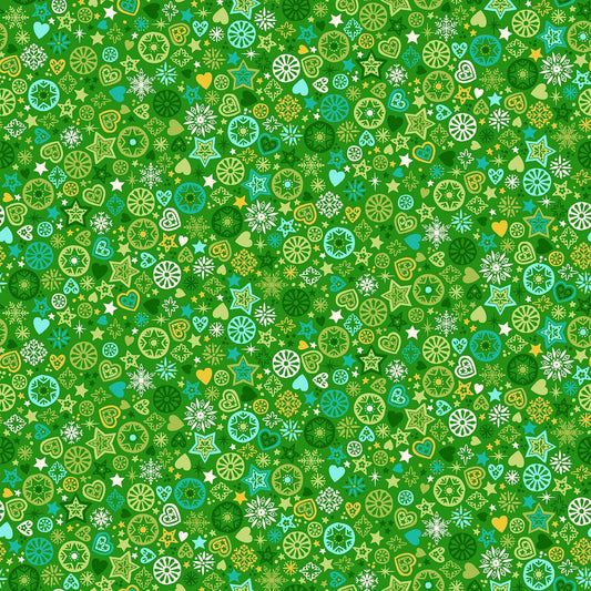 END OF BOLT 147CM Christmas Brights - Motifs - Green