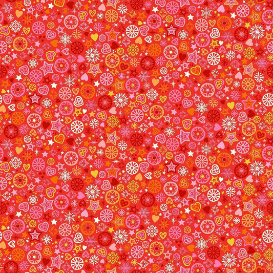 END OF BOLT - 148cm - Christmas Brights - Motifs - Red