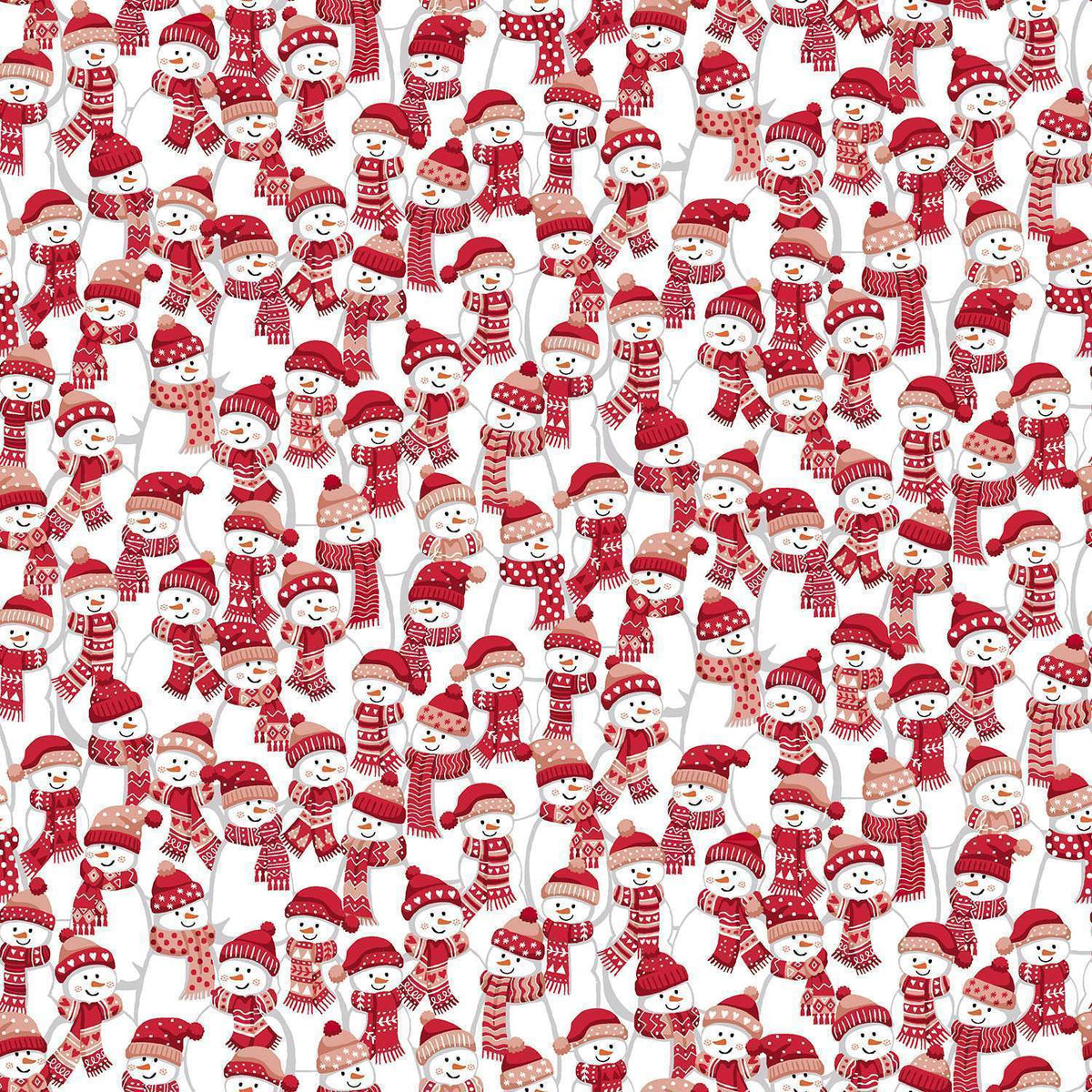 END OF BOLT 1 METRE - Christmas Wishes - Frosty Fellows - Red