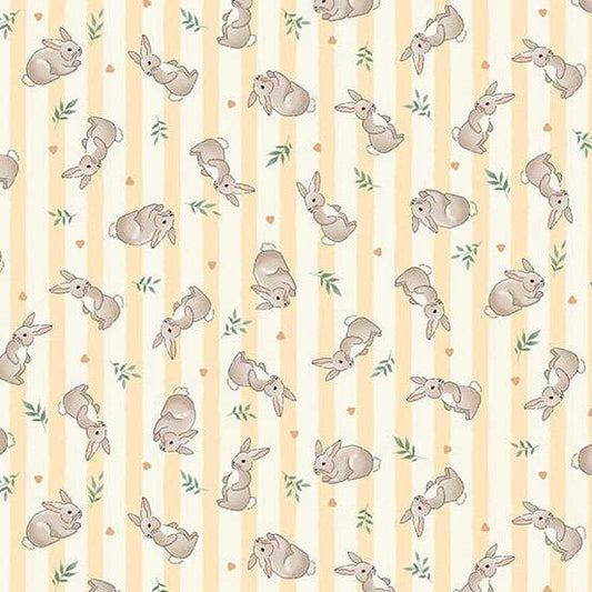 END OF BOLT 42cm - Little Ones - Bunnies Stripe - Yellow