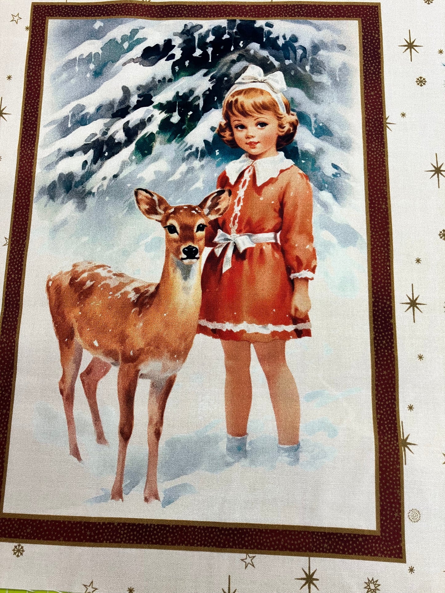 Vintage Christmas Cotton Panel