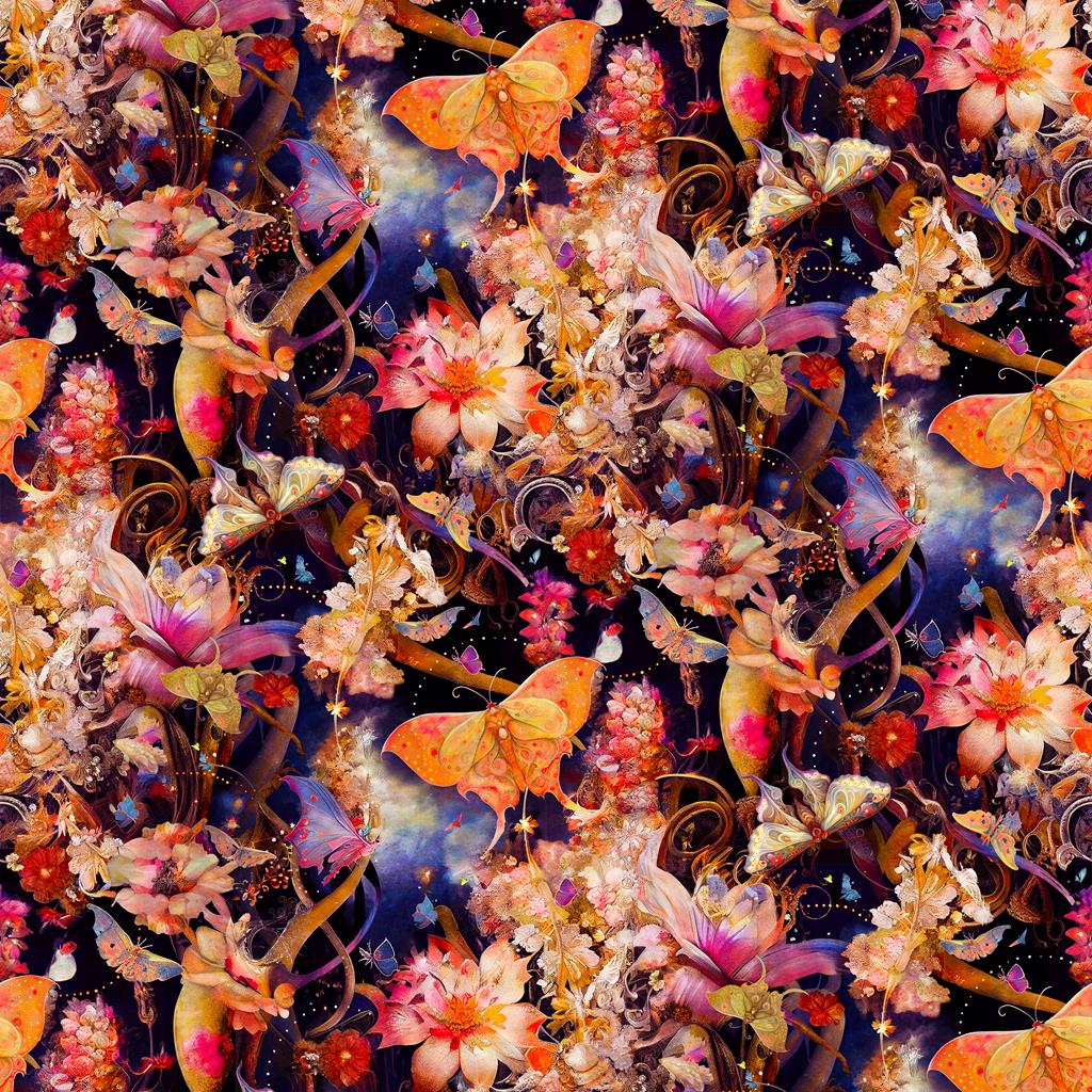 END OF BOLT - 77cm - Night Garden - Moths