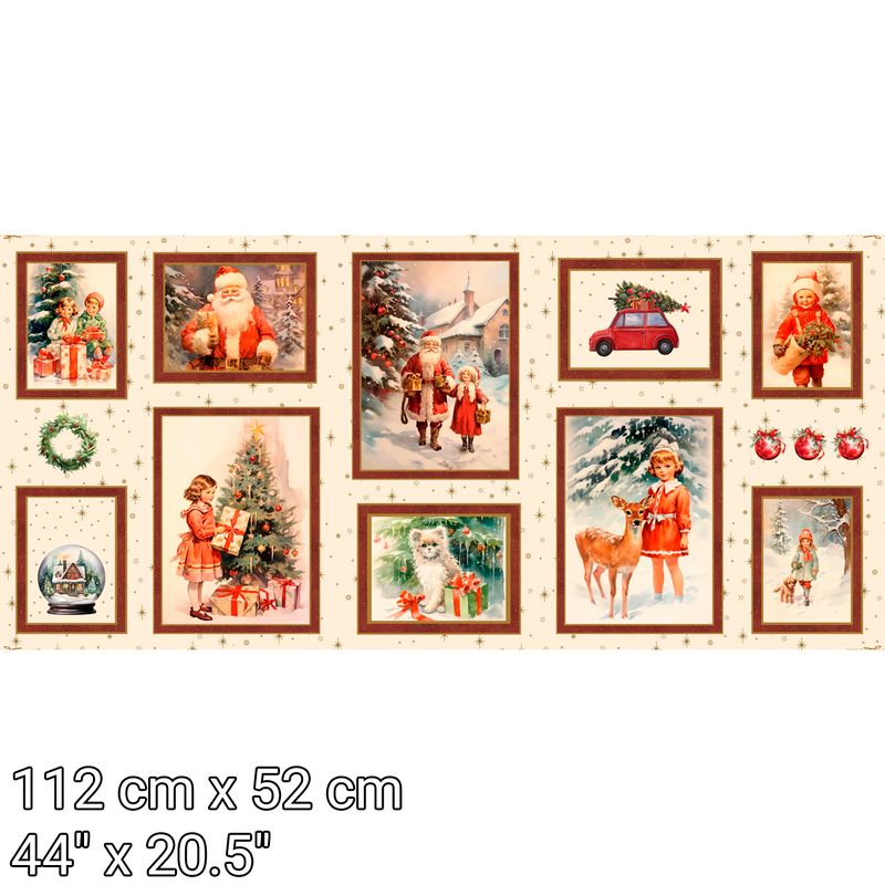 Vintage Christmas Cotton Panel
