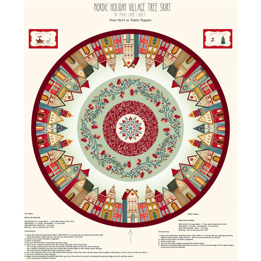 Nordic Village Christmas Tree Skirt or Christmas Table Topper