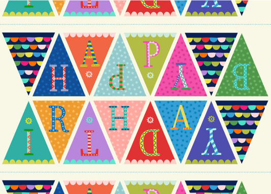 Happy Birthday Bunting Cotton Panel