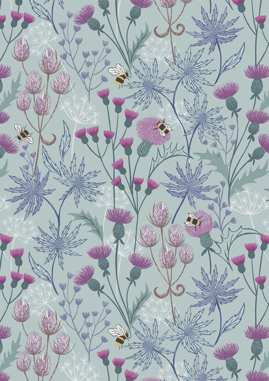 Celtic Summer - Floral on Blue/Grey