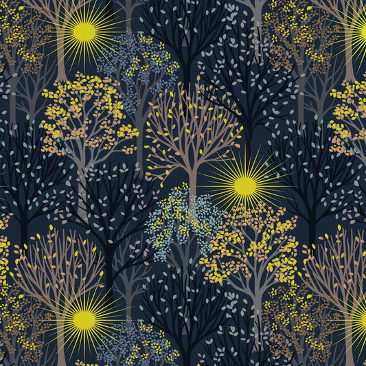 Winter Solstice - Winter Solstice Trees on Midnight Blue