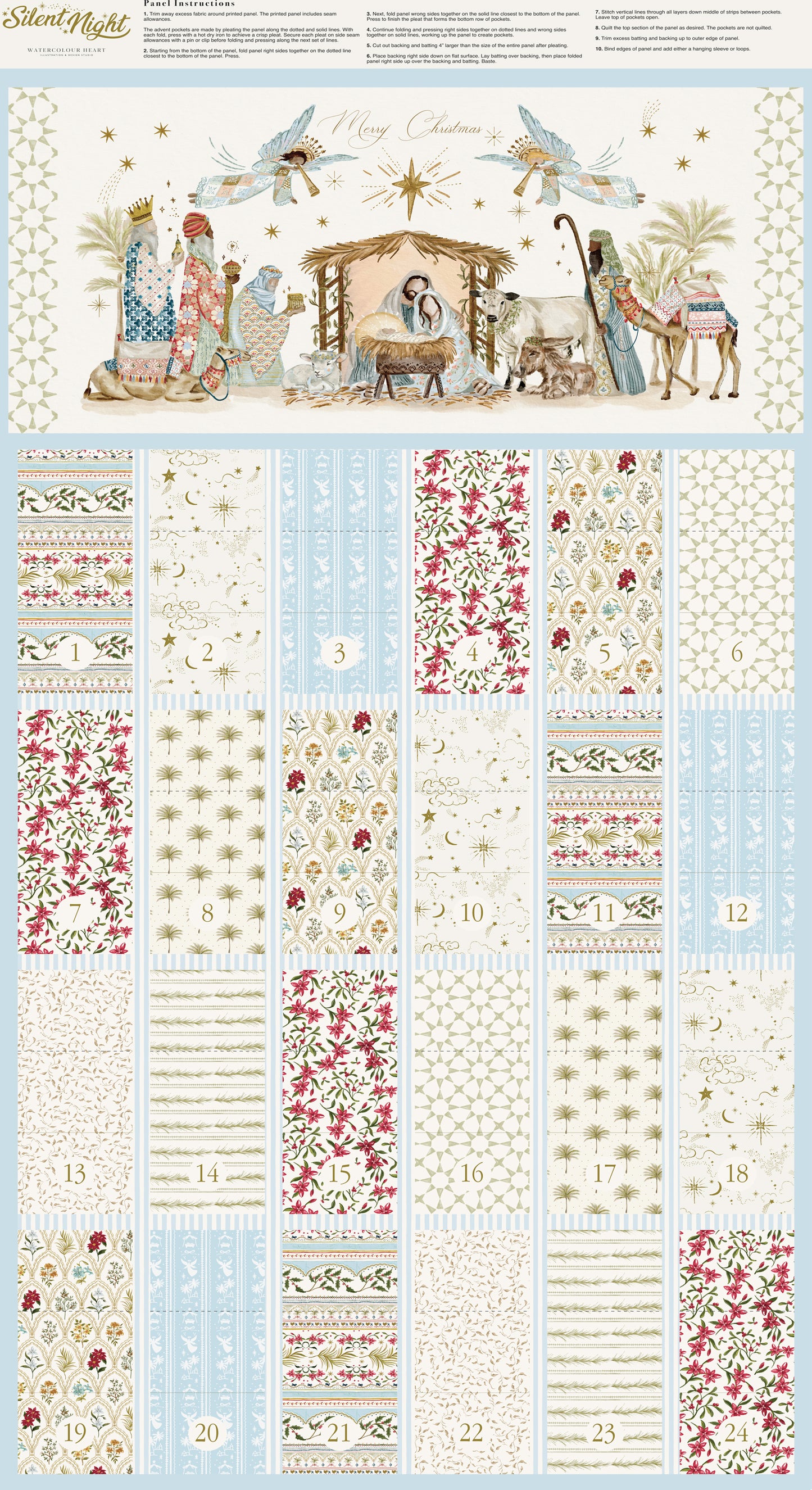 Silent Night Advent Calendar - Cotton Panel