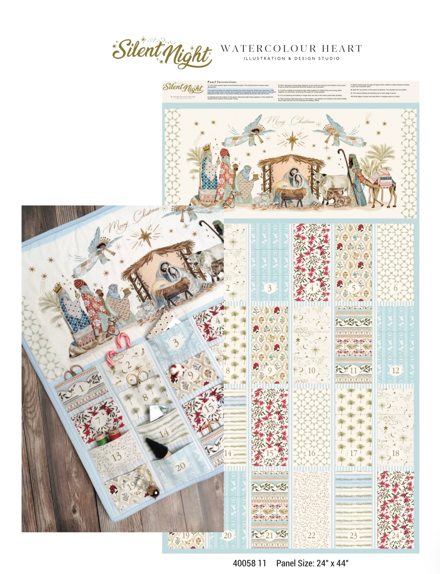 Silent Night Advent Calendar - Cotton Panel