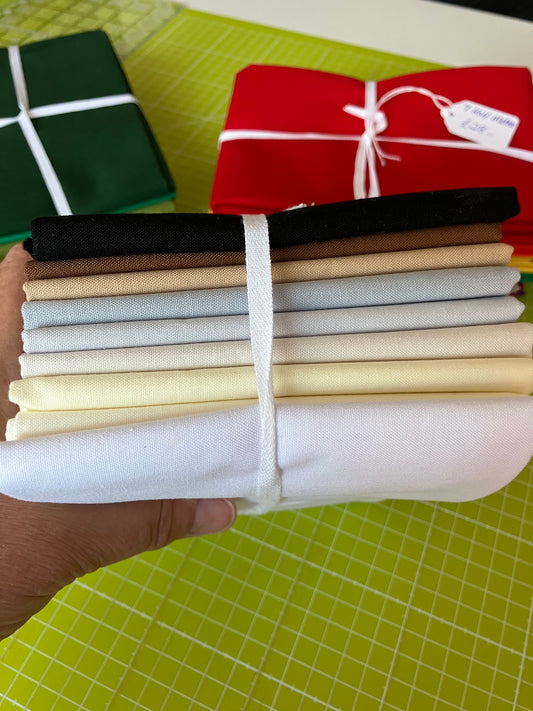 Neutrals - Half Metre Bundle - Plain Cotton Fabrics