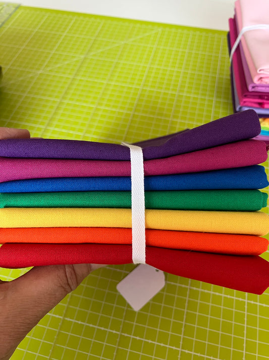 Dark Rainbow - Half Metre Bundle - Plain Cotton Fabrics