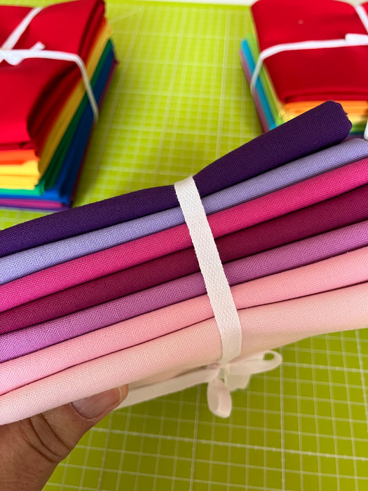 Pinky Purple - Half Metre Bundle - Plain Cotton Fabrics