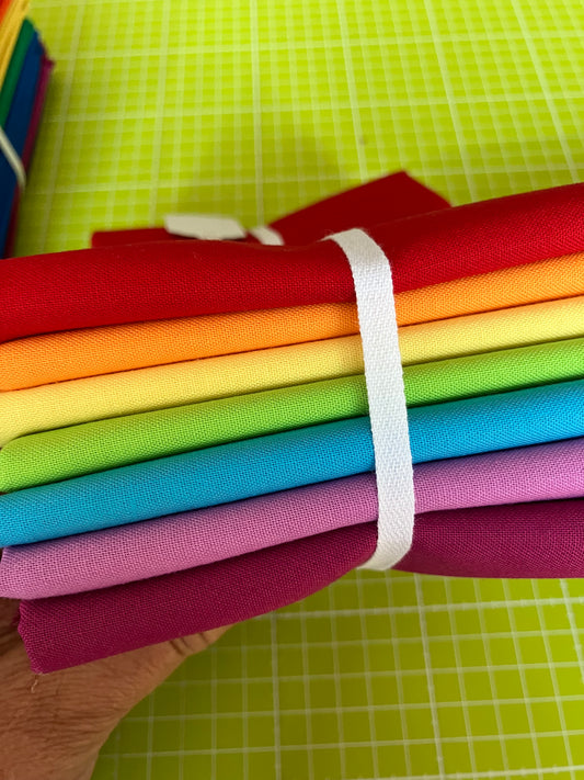 Bright Rainbow - Half Metre Bundle - Plain Cotton Fabrics