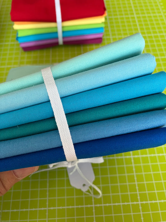 Cool Blues - Half Metre Bundle - Plain Cotton Fabrics