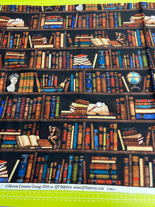 END OF BOLT 112cm - Library Book Shelf Stripe