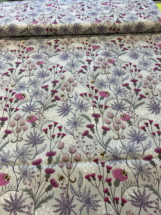 Celtic Summer - Floral on Blue/Grey