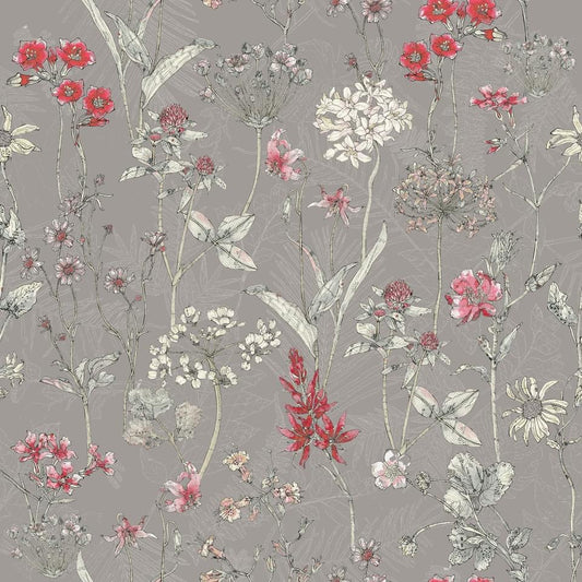Flower Collage - Flower Sketch - Grey