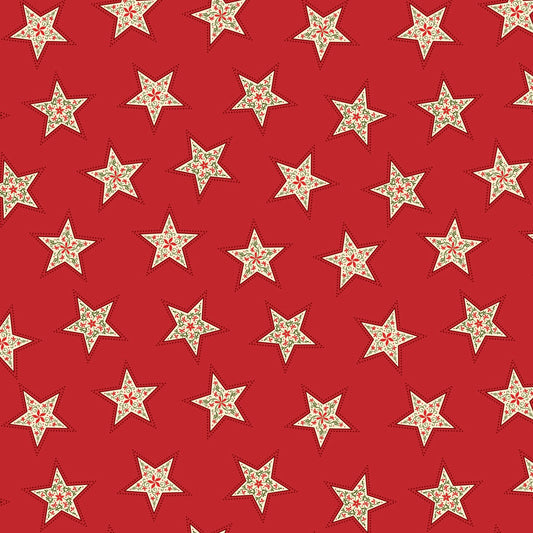 END OF BOLT 105cm - Peace and Joy - Stars on Red