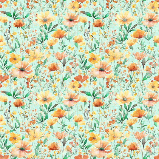 Grace and Charm - Textured Floral - Aqua