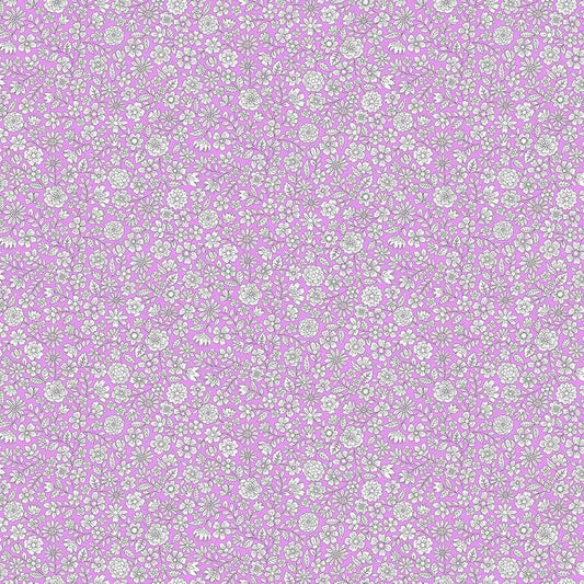 END OF BOLT 155cm - Country Cuttings - Floral Lilac