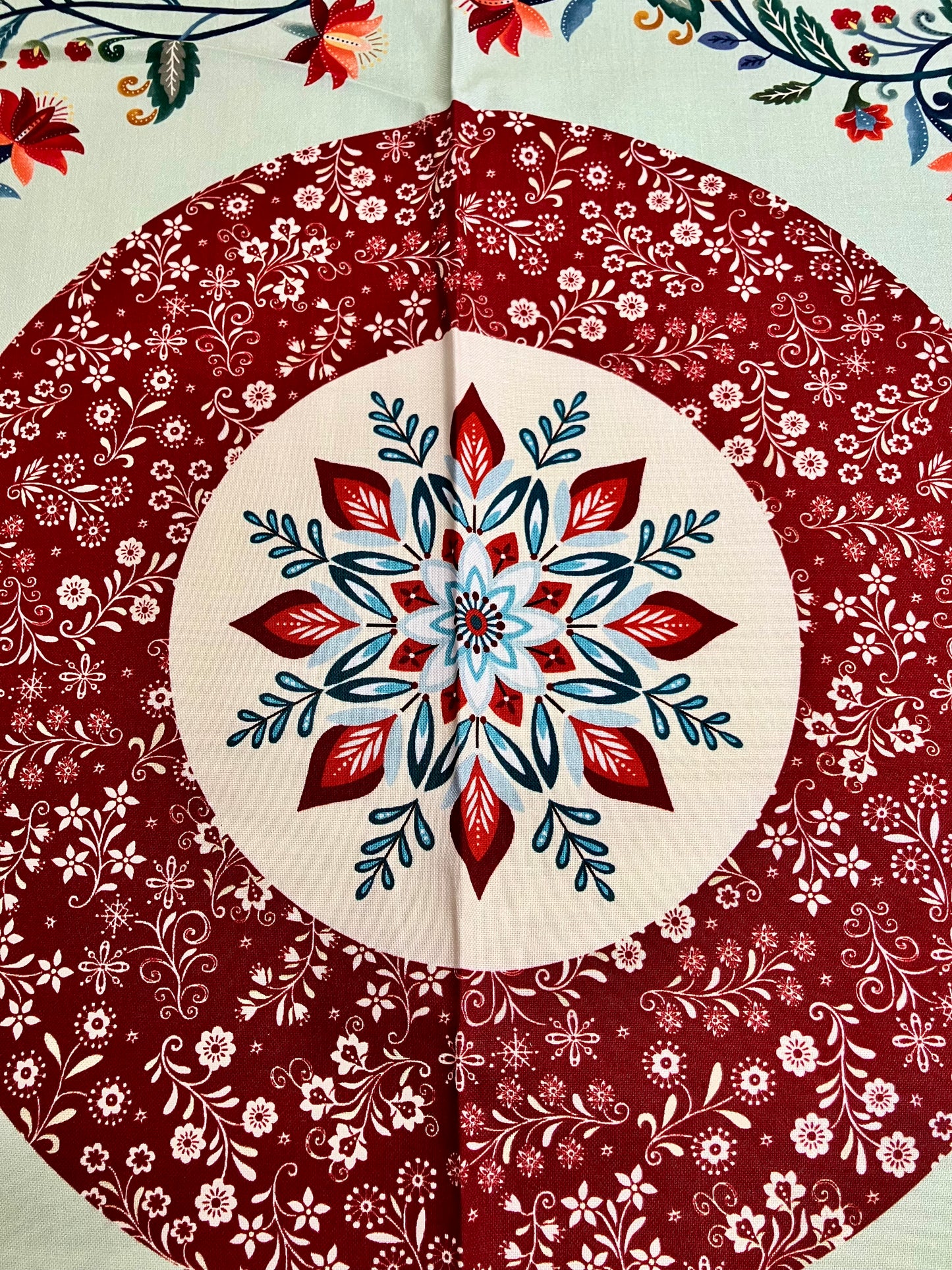 Nordic Village Christmas Tree Skirt or Christmas Table Topper