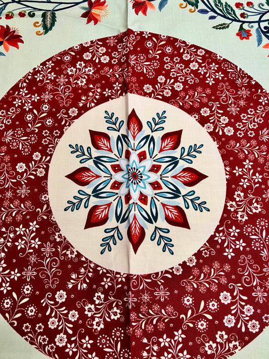 Nordic Village Christmas Tree Skirt or Christmas Table Topper