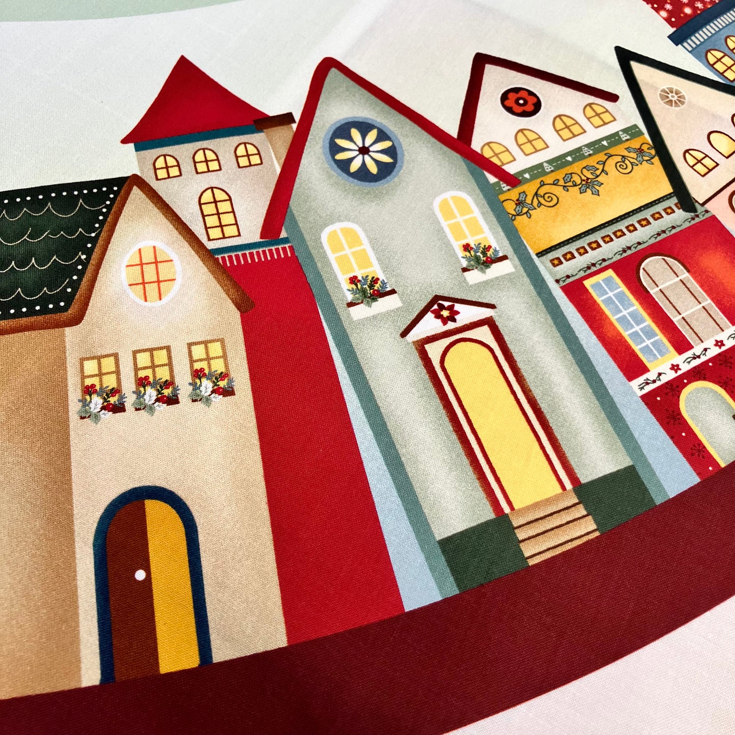 Nordic Village Christmas Tree Skirt or Christmas Table Topper