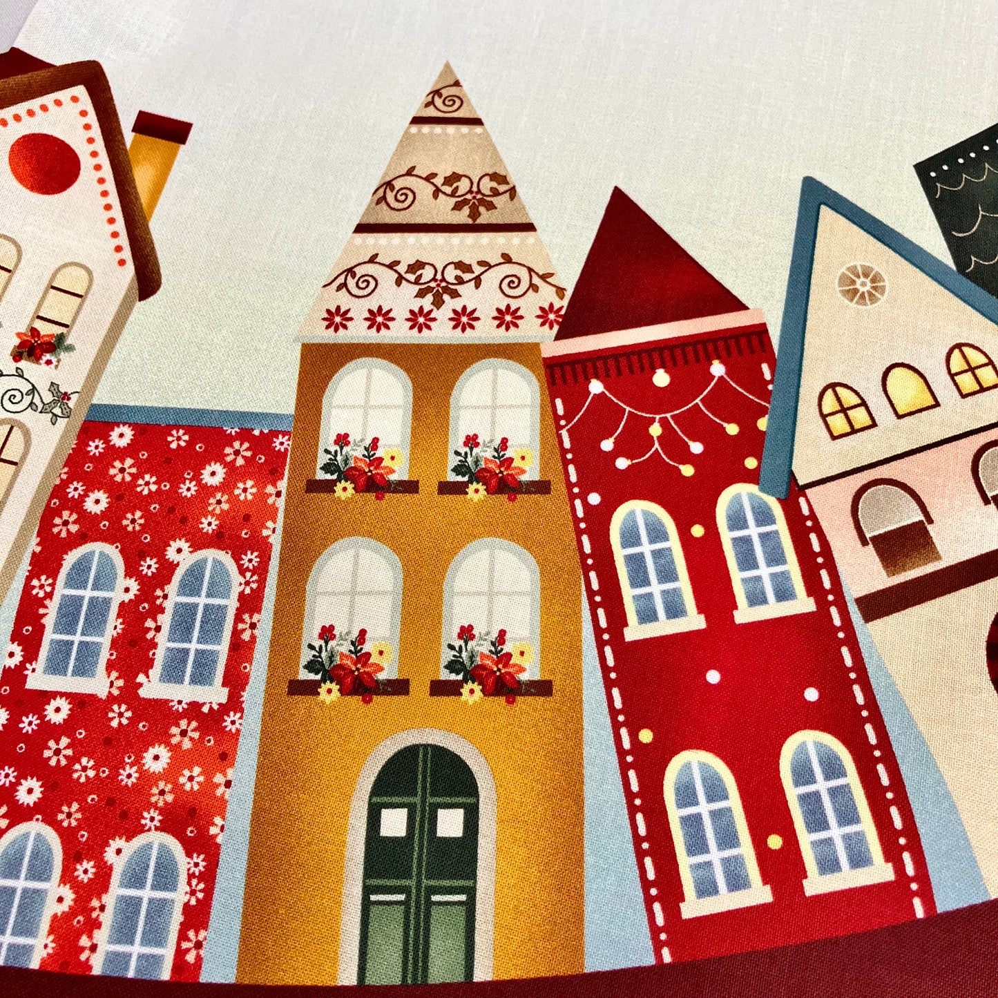 Nordic Village Christmas Tree Skirt or Christmas Table Topper